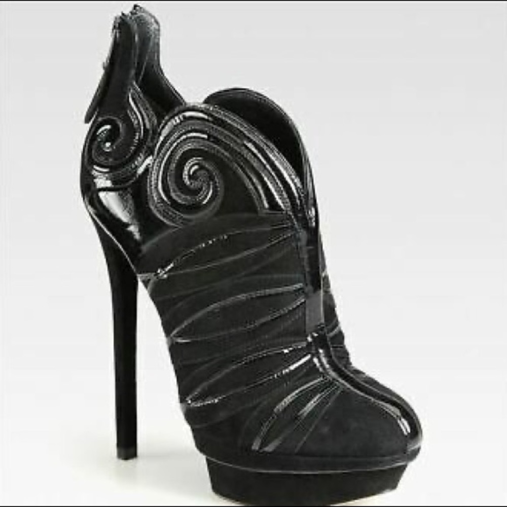 ⭐️2x HOST PICK!⭐️ BNIB Brian Atwood Figara Suede & Patent Platform Booties 8.5 - Picture 2 of 7